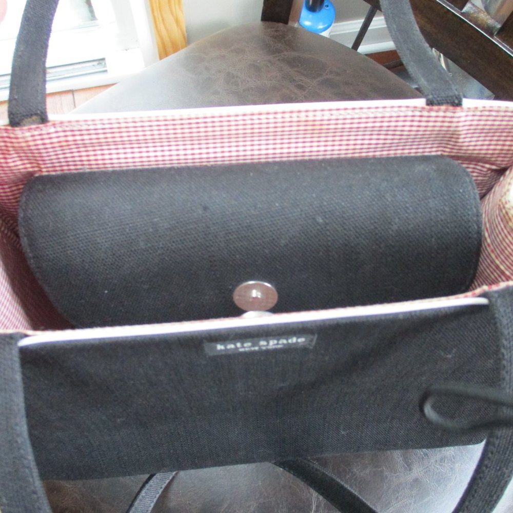 Womens Kate Spade Black Canvas Purse Tote Medium Size - Picture 4 of 6